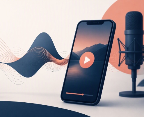 Smartphone med video og studiemikrofon - reklamefilm til sociale medier